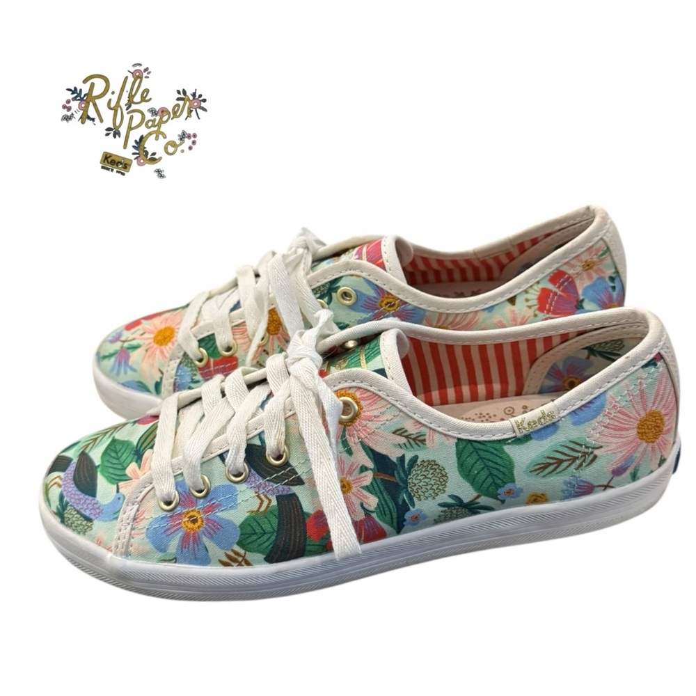 Rifle Paper Co. Floral Canvas Low-Top Sneakers in White, Green, Pink, Blue
